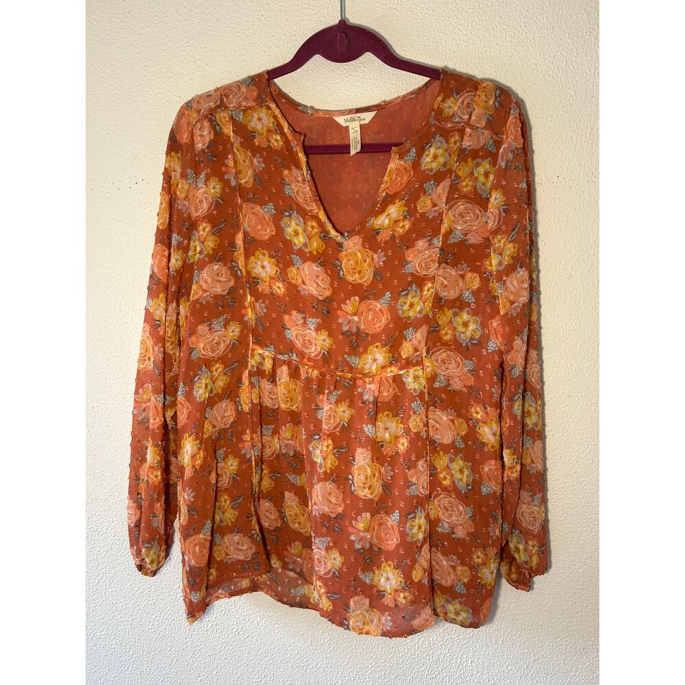 Matilda Jane Boho Orange Floral Lined Blouse